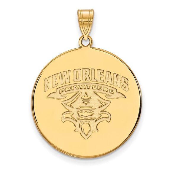14k Yellow Gold U. of New Orleans XL Disc Pendant